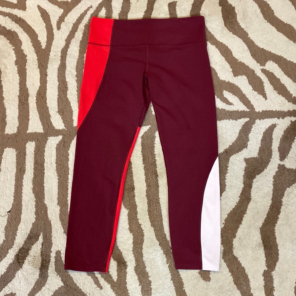 Athleta yoga leggings. Maroon and red. Size large.